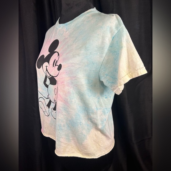 Disney Mickey Mouse Tie Dye Cropped T-shirt Size XS e11 - Picture 2 of 6